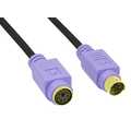InLine PS/2 kabel,  M/V, zwart/paars, vergulde contacten, 5m