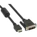 InLine HDMI-DVI kabel,  19-pins M naar 18+1, zwart, 5m, met ferrietkernen