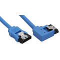 InLine SATA 6Gb/s rondkabel,  blauw, haaks links, met vergrendeling, 0.5m