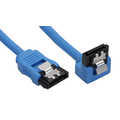 InLine SATA 6Gb/s rondkabel,  blauw, 90gr haaks, met vergrendeling, 0.15m