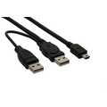 InLine Mini USB 2.0 Y-kabel,  2x USB A/M naar mini USB 5-pins M, 1.5m