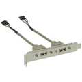 InLine Slotplaatje,  2x USB 2.0 A Female naar 2x 5-pins interne stekker, 25cm