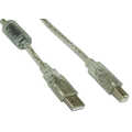 InLine USB 2.0 kabel,  transparant, AM/BM, met ferrietkern, 3m
