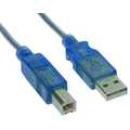 InLine USB 2.0 kabel,  A naar B, blauw transparant, 3m