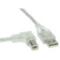 InLine USB 2.0 Kabel,  A an B links abgewinkelt, transparent, 1m