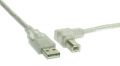 InLine USB 2.0 Kabel, A an B rechts abgewinkelt, transparent, 3m