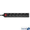 InLine Stekkerdoos, zwart, 6 voudig, met Schakelaar, 1,5m met Kinderbeveiliging