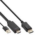 InLine HDMI to DisplayPort Active Converter Cable, 4K, black/gold, 0.5m