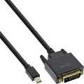 Inline Mini DisplayPort male to DVI-D 24+1 male cable, black/gold, 0,5m