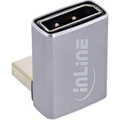 InLine DisplayPort 1.4 adapter, DisplayPort plug / socket, 90° bottom, 8K
