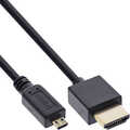 InLine High Speed HDMI Cable with Ethernet, AM/DM, super slim, black/gold, 1m