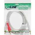 InLine Audiokabel,  2x Tulpplug naar 3,5mm M stereo, wit/goud, 2.5m