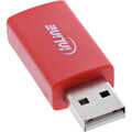 InLine USB data blocker, USB-A plug to USB-A socket adapter, 5 V, 1.5 A