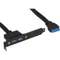 InLine Slot bracket, 2x USB 3.0 A female to internal mainboard plug, 0.5m