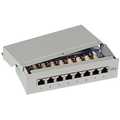 Patch panel Cat.6, 8 ports, desk/wall mountable, light grey, RAL7035