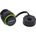 InLine® USB-A coupler, mini, IP68, shielded, 2x USB-A socket
