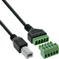 InLine USB-B plug to terminal block, 5-pin, with cable
