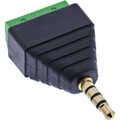 InLine 3.5 mm 4-pin jack plug to terminal block, stereo/microphone, black
