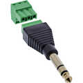 InLine 6.35mm jack plug to terminal block, stereo, 3-pin