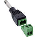 InLine 6.35mm jack plug to terminal block, mono, 2-pin