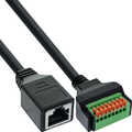 InLine® RJ45 socket to push-in terminal, 8-pin, Cat.5e, 15cm cable