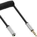 InLine Slim Audio spiral cable 3,5mm M/F, 4-pin, Stereo, 0,5m