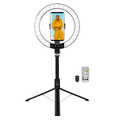 Smartphone ring light with selfie stick tripod, remote shutter