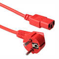 230V aansluitkabel schuko male haaks naar C13, rood, 3x1mm2, lengte 3m