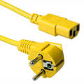 230V aansluitkabel schuko male haaks naar C13, geel, 3x0,75mm2, lengte 1,8m