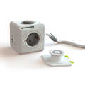 PowerCube stekkerdoos met USB poorten, 4 sockets, 1.5m, wit grijs