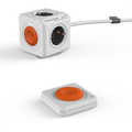 PowerCube Extended, stekkerdoos, afstandsbediening, 4 sockets, 1.5m, wit/oranje