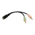 Audio jack adapter 4pin 3.5 mm stereo female to 2x 3.5 mm