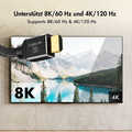 HDMI cable, A/M to A/M, 8K/60 Hz, 48 Gbps, metal, nylon, certified, black, 1 m