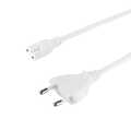 Voedingskabel wit,  netstekker naar Euro 8 socket, 7,5m