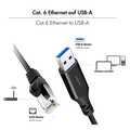 USB 3.0 Ethernet cable, A/M to RJ45/M, 1 Gbps, active, black/grey, 1.5 m
