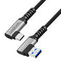 USB 3.2 Gen1 Type-C cable, A/M 90°toC/M 90°, 5Gbps,60W,metal,silver/black,0.5 m