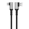USB 3.2 Gen1 Type-C cable, A/M 90°toC/M 90°, 5Gbps,60W,metal,silver/black,0.5 m