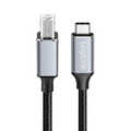 USB 2.0 Type-C cable, C/M to B/M, 480 Mbps, nylon, metal, black/silver, 2 m