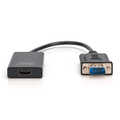 VGA to HDMI Converter + Audio (3.5mm) Full HD (1080p), cable type (15 cm), black