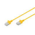 CAT 6 U-UTP slim patch cord, Cu, LSZH AWG 32/7, length 0.3 m, Yellow