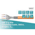 CAT 7 S-FTP installation cable, 1200 MHz Cca (EN 50575), AWG 23/1, 500 m drum, SX, orange