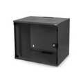 7U wall mounting cabinet, SoHo, unmounted 370x540x400 mm, glass front door, black (RAL 9005)