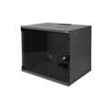 9U wall mounting cabinet, SoHo, unmounted 460x540x400 mm, glass front door, black (RAL 9005)