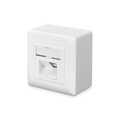 CAT 6 wall outlet, shielded, 2x RJ45 8P8C, LSA, pure white, surface mount