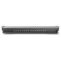 CAT 6, Class E patch panel, shielded, 16-port RJ45, 8P8C, LSA, 1U, rack mount, black, 482x44x109