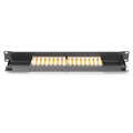 CAT 6, Class E patch panel, shielded, 16-port RJ45, 8P8C, LSA, 1U, rack mount, black, 482x44x109