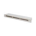CAT 6 patch panel, shielded, 24-port RJ45, 8P8C, LSA, 1U, rack mount, grey, 482x44x109 mm