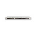 CAT 6 patch panel, shielded, 24-port RJ45, 8P8C, LSA, 1U, rack mount, grey, 482x44x109 mm