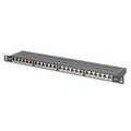 CAT 6 Patch Panel, shielded,24-port RJ45 with shutter, 8P8C, LSA, 0.5U, 19