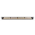 CAT 6 Patch Panel, shielded,24-port RJ45 with shutter, 8P8C, LSA, 0.5U, 19